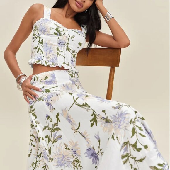 Reformation Anatolia Linen Two Piece Ivory - Size 2 - Picture 2 of 2